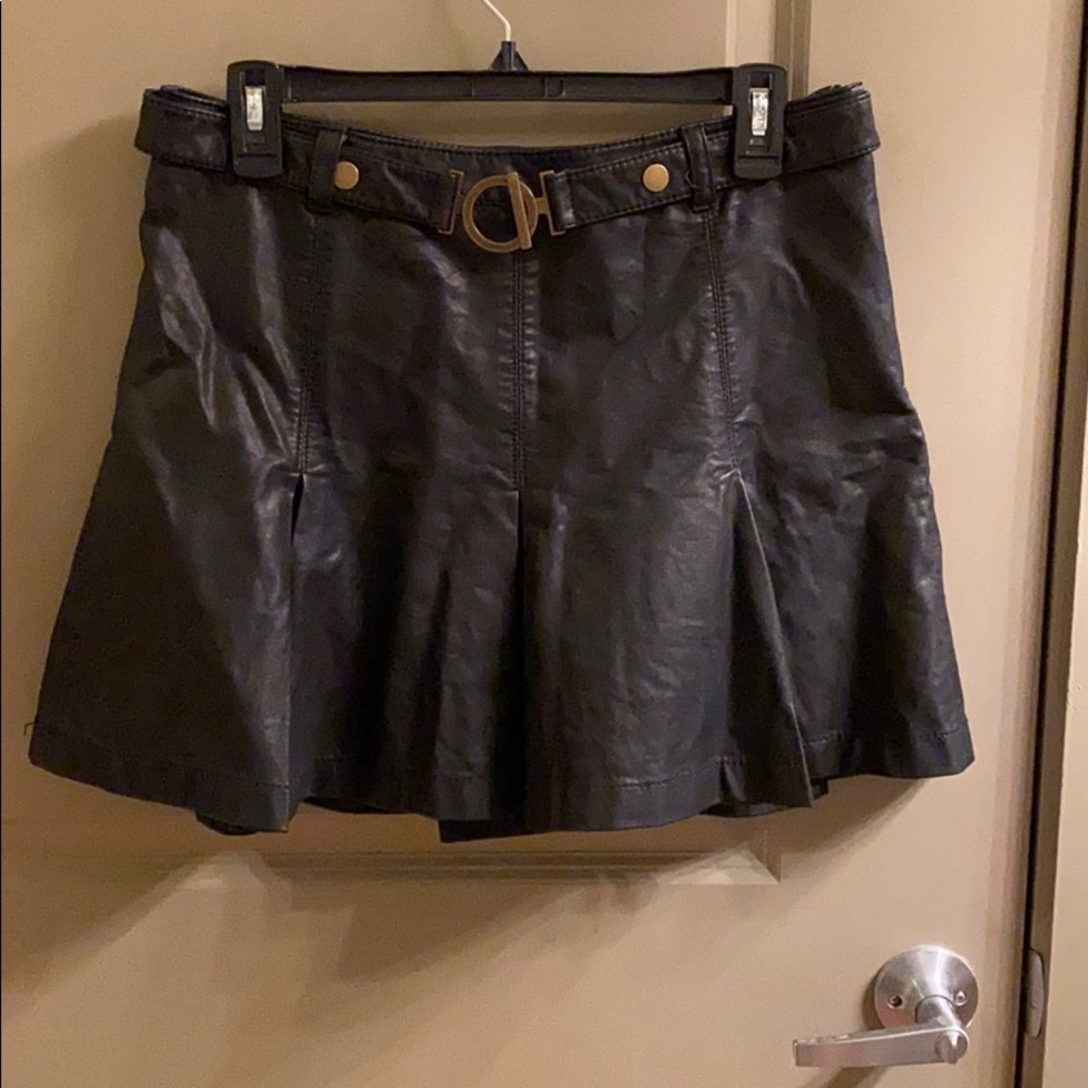 Free People Pleated Leather Skirt